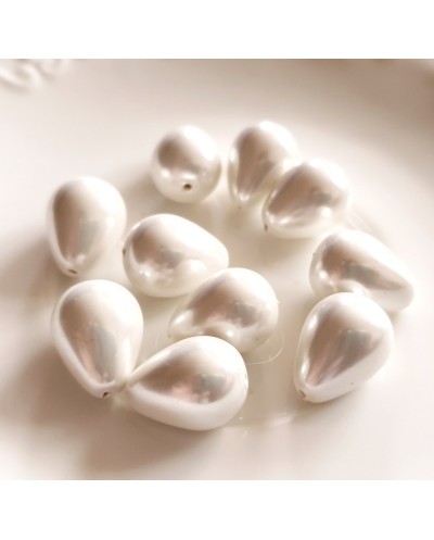 Kriauklės perlų lašai baltos sp., 11x15mm, 1 vnt.
