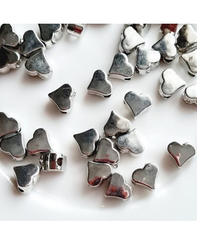 Akrilinės širdelės intarpai sidabro sp., 6x3 mm, 5 vnt.
