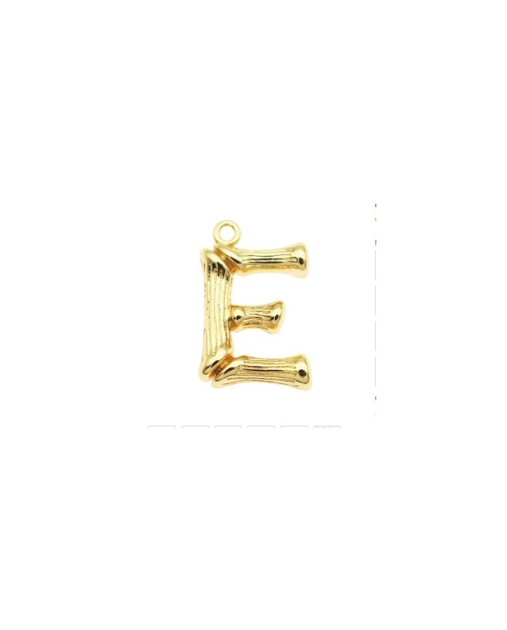 Pakabukas E raidė, aukso sp., 19x12 mm, 1 vnt.