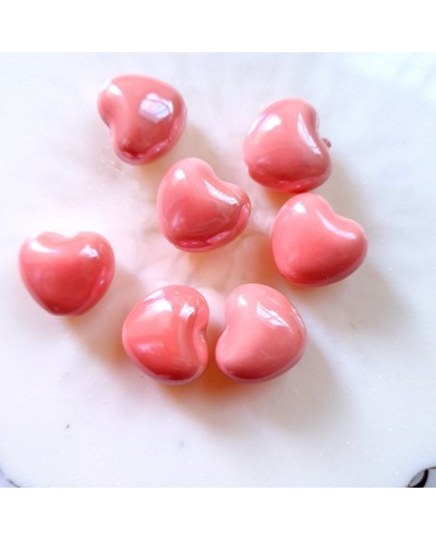 Keramikinės širdelės rožinės sp., 15x17mm, 1 vnt.
