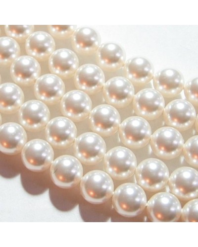 Perlai apvalios formos, baltos sp., čekiškas krištolas, 6 mm, 10 vnt.