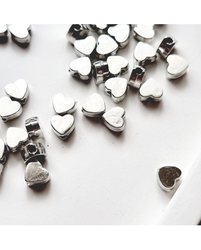 Akrilinės širdelės intarpai sidabro sp., 5x3 mm, 10 vnt.
