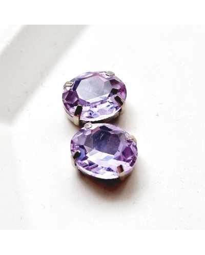 Ovalūs prisiuvami kristalai šv. violetinės sp., 12x10mm, 1 vnt.