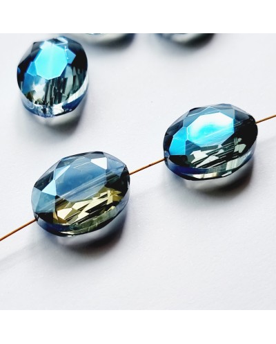 Veriamas karoliukas kristalas ovalus blizgantis pilkai mėlynos tamsios sp., 16x12mm, 1 vnt.