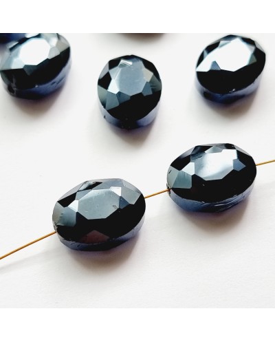 Veriamas karoliukas kristalas ovalus hematito juodos sp., 16x12mm, 1 vnt.