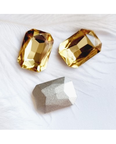 Įstatomi kristalai stačiakampiai geltonos sp., 18x13x5mm, 1 vnt.