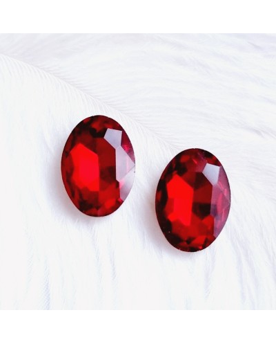 Įstatomi kristalai ovalūs siam raudonos sp. 18x13x5mm, 1 vnt.
