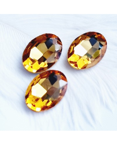 Įstatomi ovalūs kristalai oranžinės sp. 18x13x5mm, 1 vnt.