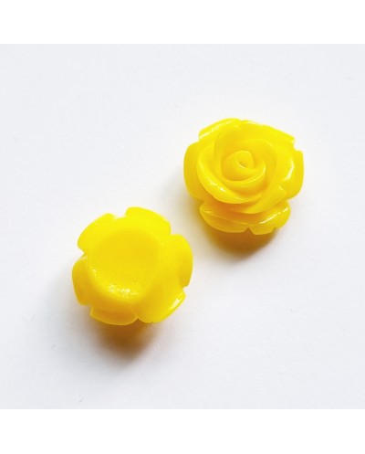 Akrilinė gėlytė rožė kabošonas geltonos sp. 14x8mm