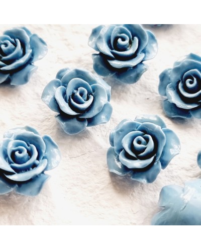 Akrilinės gėlytės rožės, veriamos mėlynos sp., 15x8mm, 1 vnt.