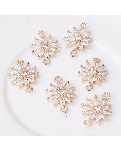Intarpas paauksuotas su cirkoniu premium, 17,5x12 mm, 1 vnt.