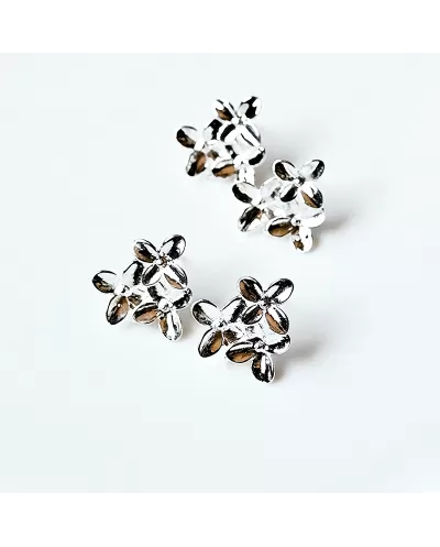Užsegimai auskarams 3 gėlės sidabro sp., 16x16 mm, 1 pora