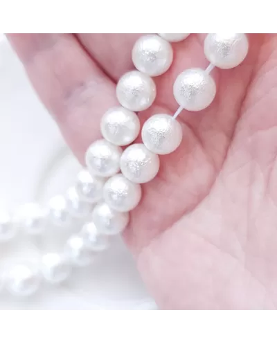Krištoliniai perlai nelygiu paviršiumi baltos sp., 8 mm,  5 vnt.