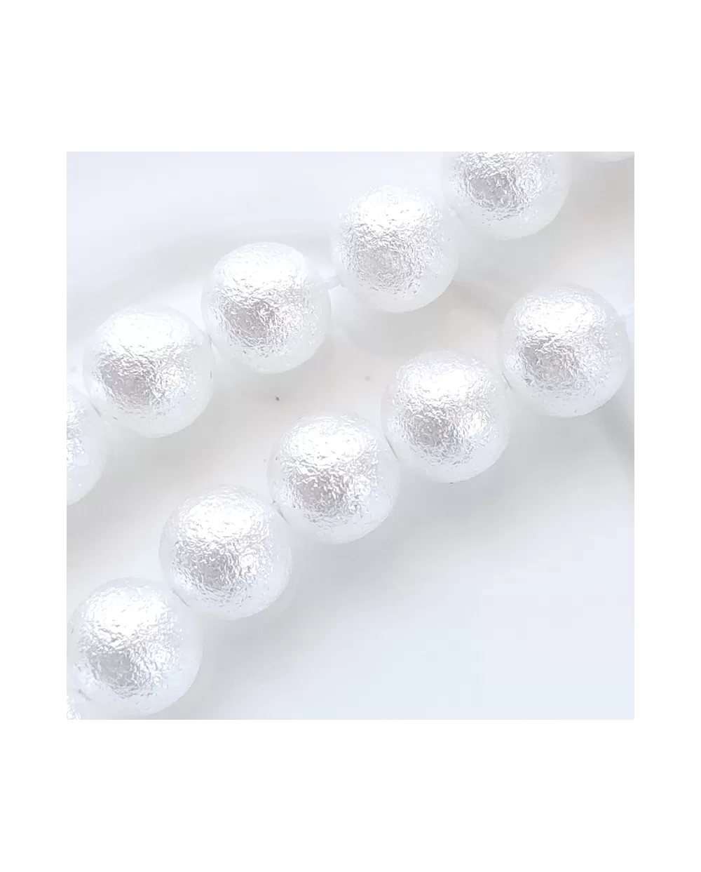 Krištoliniai perlai nelygiu paviršiumi baltos sp., 8 mm,  5 vnt.