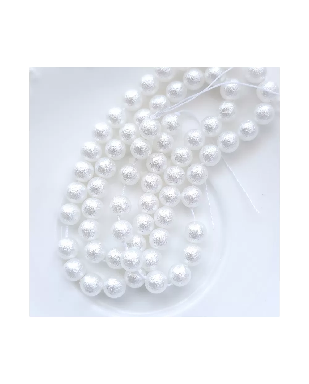Krištoliniai perlai nelygiu paviršiumi baltos sp., 6 mm,10 vnt.