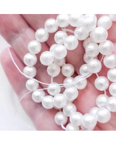 Krištoliniai perlai nelygiu paviršiumi baltos sp., 6 mm,10 vnt.