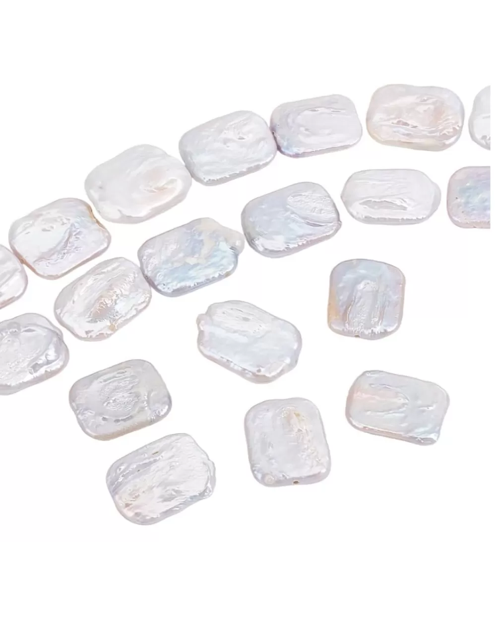 Plokšti barokiniai perlai baltos sp., stačiakampiai, ~ 13x20mm, 1 vnt.
